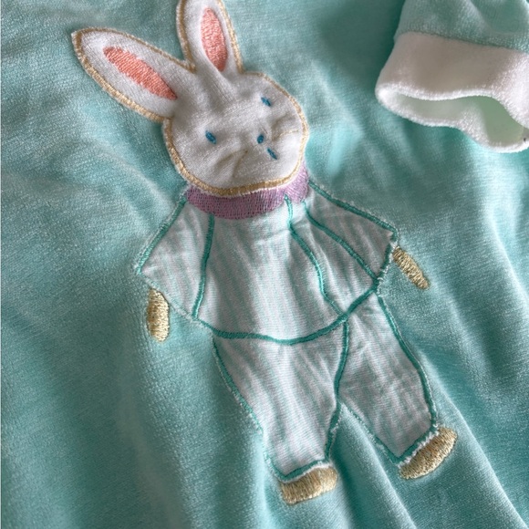 Vintage Retro Mint Green Pastel Baby Footie PJs Sleeper Easter ABCs Grandmacore - Picture 2 of 3